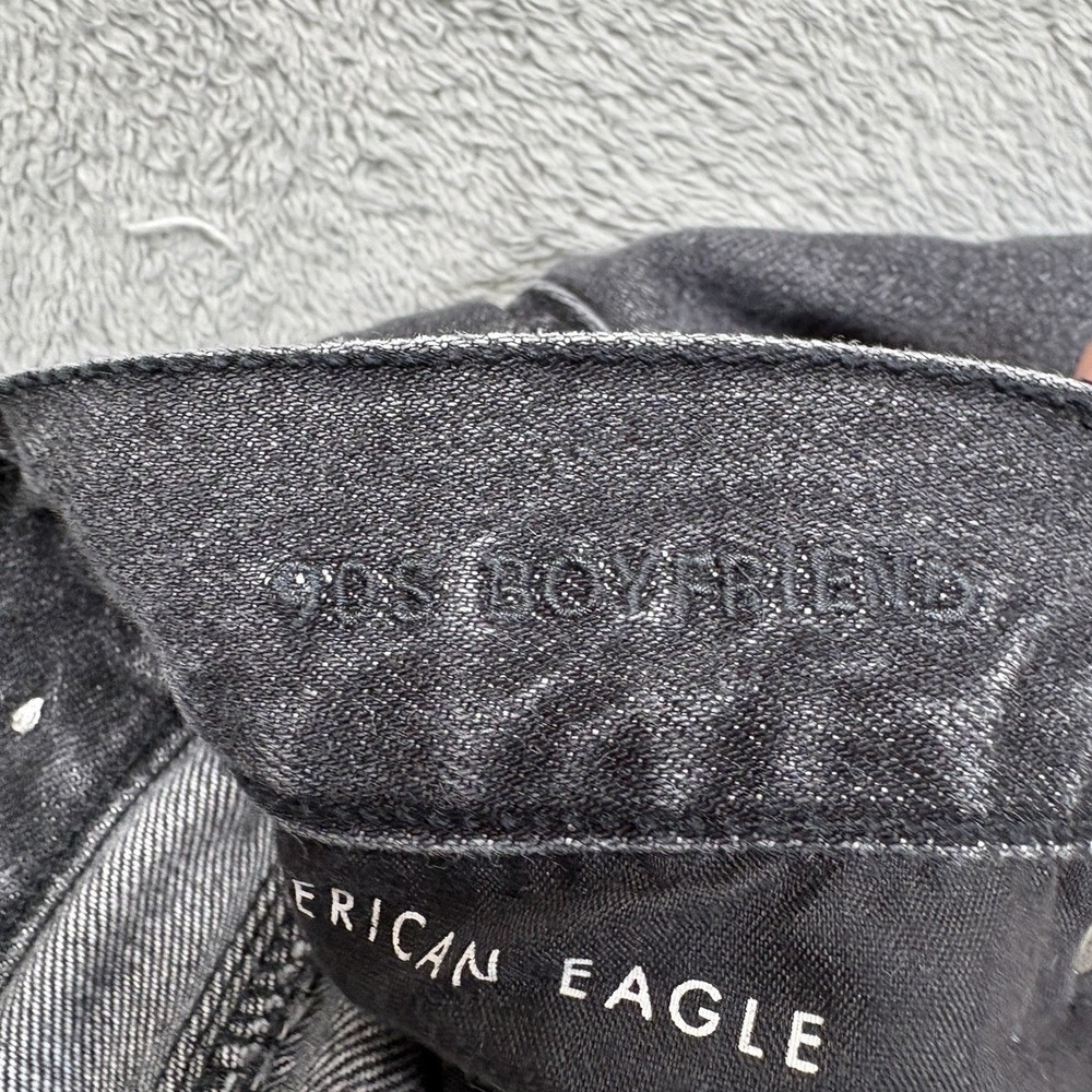 American Eagle Jeans Womens 6 Long Black 90s Boyfriend Button Fly Denim - Picture 11 of 13